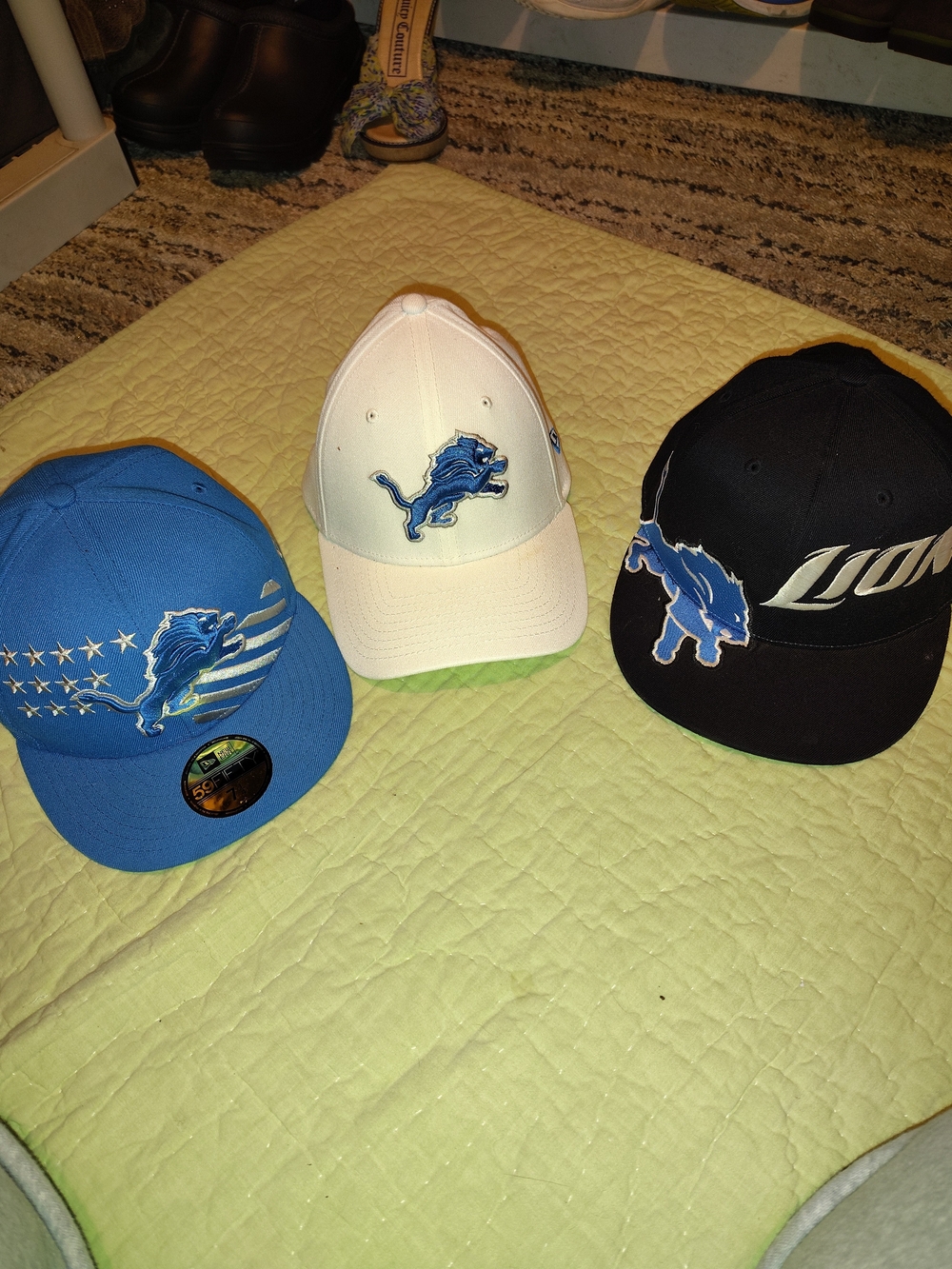 New Era Detroit Lions Blue, White & Black Logo Baseball Caps (Set of 3)